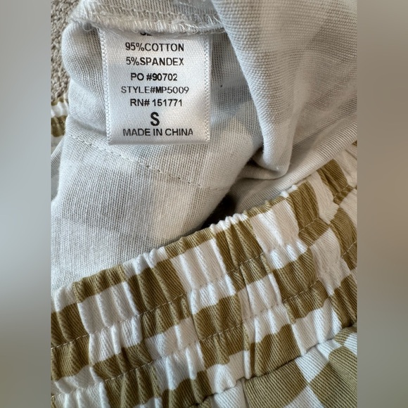 Solai The Label Cream & Tan Checkered Cotton Track Pants w/ Pockets & Drawstring - Picture 9 of 9